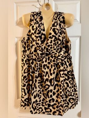 🐆 BiBi NWT Leopard Print Sleeveless Babydoll Dress